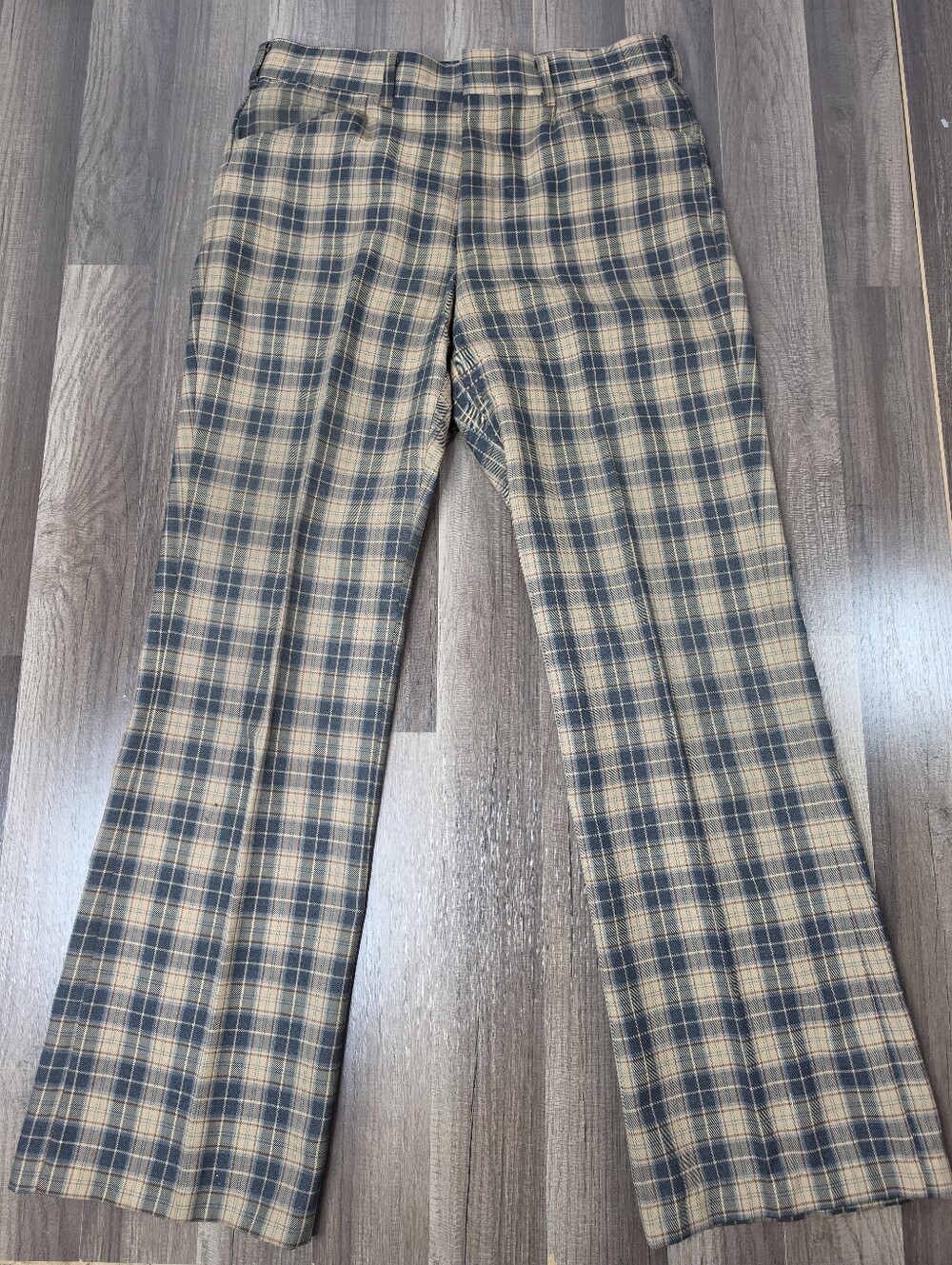 Vintage 70s Sears The Men's Store Plaid Flared Trousers Pants Size Retro. 36 M